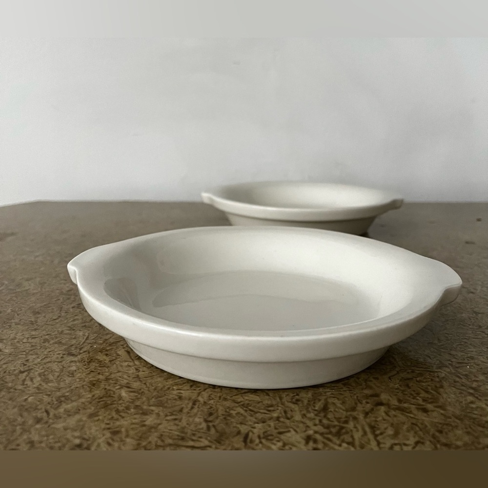 1950's Hall Pottery No 513 Restaurant Ware Round Baking White Bowls( 2)
